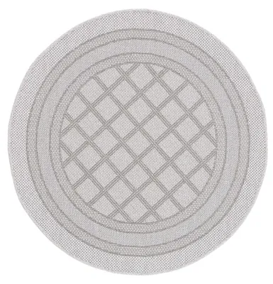 Produktbild von In- und Outdoor Teppich Boho Rund Beige Flachgewebeteppich Ø 120 cm | Moderner Teppich Wetterfest für Balkon, Terasse, Garten, Wohn- und Schlafzimmer