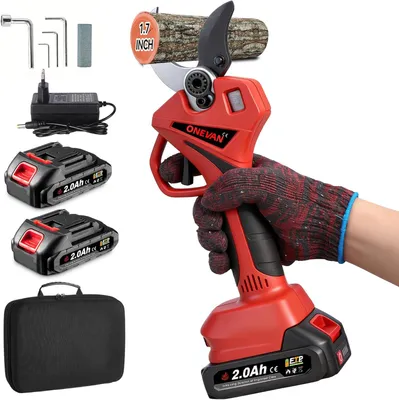 Immagine prodotto di Forbice da potatura di precisione, diametro di taglio 45 mm, potatore elettrico da 800 W, potatore elettrico con 2 batterie da 2,0 Ah, display LCD, potatore elettrico
