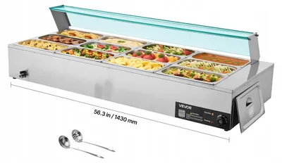 Zdjęcie produktu dla Komercyjny Podgrzewacz Do Żywności 12 Pojemników Bemary Do Gastronomii Duży