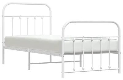 Obrázok produktu pre vidaXL Posteľný rošt s čelom a nohami kovový biely 90x200 cm
