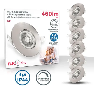 Obrázek produktu pro 6x LED zapuštěné spoty stmívatelné koupelnové svítidlo IP44 zapuštěné svítidlo 5W reflektor plochý