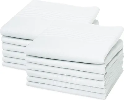 Produktbild von 12er Set Herren Stofftaschentücher 40x40cm Weiß Baumwolle