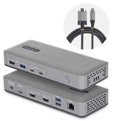 Obrázek produktu pro StarTech.com 196UE-USBC-DOCK, Kabel, USB 3.2 Gen 2 (3.1 Gen 2) Type-C, 100 W, 10,100,1000 Mbit/s, Šedá, 1 Gbit/s