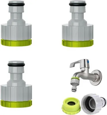 Produktbild von Gartenhähnerrichtset, 3er-Pack, 1/2 Zoll und 3/4 Zoll Hähnerrichtadapter, universell einsetzbarer Gartenschlauchadapter, Gartenhähnerrichtset mit 3 Schläuchen