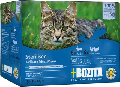 Obrázek produktu pro Bozita Sterilised Häppchen in Sauce mit Fleisch Multibox 12x85 g