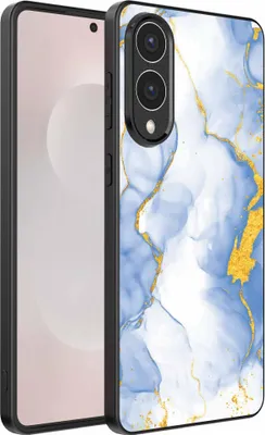 Produktbild von Fit für Samsung Galaxy S25 Edge Telefon Fall mit hellblau Gold Marmor Print - TPU Backcover Fall hellblau Gold Marmor Design - Smartphonica
