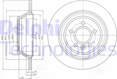 Produktbild von 2x DELPHI Bremsscheibe BG4238C für VOLVO V70 III (135) XC70 II Kombi (136) 302mm