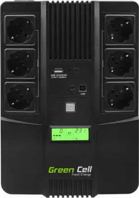 Produktbild von Green Cell® UPS USV Unterbrechungsfreie Stromversorgung 800VA (480W) mit Überspannungsschutz 230V Line-Interactive Spannungsregelung AVR USV-Anlage USB/RJ45 6X Schuko Ausgänge LCD Bildschirm