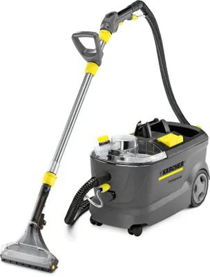 Zdjęcie produktu dla Kärcher Puzzi 10/2 Adv, 1250 W, Bęben próżniowy, Mokry, Bez worka, Woda, Czarny, Szary