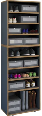 Zdjęcie produktu dla Drewno stojak na buty | Wymiary ok. H. 183 x W. 60 x D. 33 cm | Komoda na buty z 9 przedziałami | Szafka na buty - Salia 9fold W. 60 cm