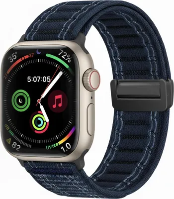 Produktbild von Smartwatch Armband für Apple Watch Series 1 38mm Nylon Textil Band Ersatzband Wechselband Magnetverschluss flexibel atmungsaktiv Blau Dunkelblau