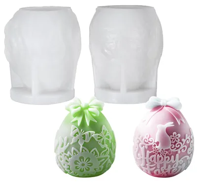 Produktbild von 2-teilige Silikon-Osterform, Gießkerzenformen, Osterei, Osterhase
