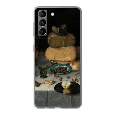 Produktbild von MuchoWow® Handyhülle Schutzhülle Hülle für Samsung Galaxy S21 Stilleben mit Käse - Gemälde von Floris Claesz. van Dijck Silikon Softcase Handy Hülle - Softcase