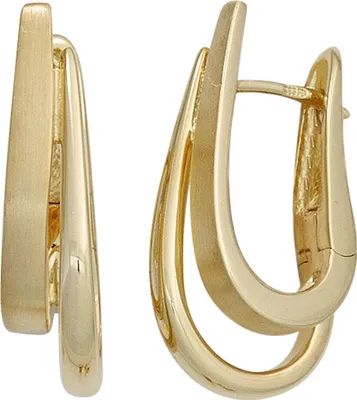 Produktbild von Paar Creolen Klappcreolen Ohrringe aus 585 Gold Gelbgold teilmattiert Damen