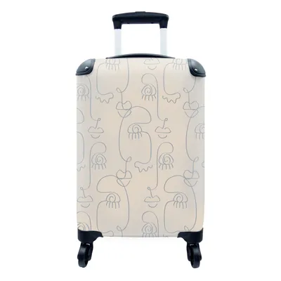 Produktbild von MuchoWow® Koffer Handgepäck Trolley Rollkoffer Kleine Reisekoffer mit 4 Rollen - Pastell - Minimalismus - Linienkunst - Cabin Size < 55x40x23 cm & 55x40x20 cm - Fotokoffer - Kabinenkoffer - Boardgepäck - Reise-Box - Reisekoffer - Reisegepäck - Koffer mit Bild - Trolley für Kinder