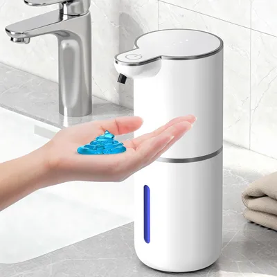 Image de Distributeur de savon automatique, 380 ml, électrique, distributeur mural sans contact avec capteur, rechargeable par USB, étanche IPX5, pour la salle de bains et la cuisine.