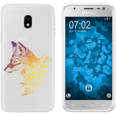 Produktbild von PhoneNatic Case kompatibel mit Samsung Galaxy J3 2017 Silikon-Hülle Floral Fuchs M1-3