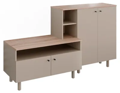 Produktbild von Flurschrank Vicco Elano Greige/Eiche 140 x 80 cm, Model 60739