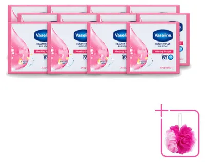 Imagen del producto de 12 unidades de jabón en barra Vaseline Healthy Bright: limpiador y nutritivo, 75 g. Paquete económico con 12 unidades