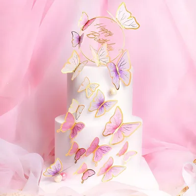 Produktbild von Essbare Schmetterlinge 26 Stück, Tortendekoration, essbares Papier, für Geburtstag