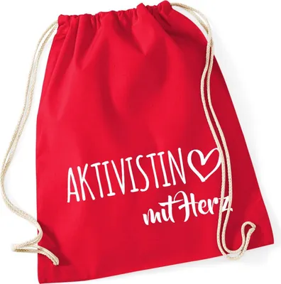 Produktbild von Huuraa Turnbeutel Aktivistin mit Herz 12 Liter Classic Red Baumwolle Rucksack Geschenkidee