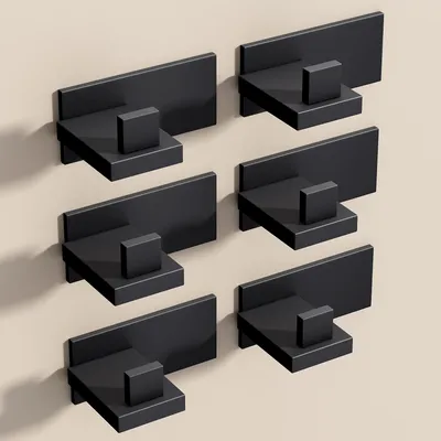 Produktbild von doporro 6 Stück Garderobenhaken Edelstahl, Kleiderhaken Wand Haken, selbstklebend & ohne Bohren Matt schwarz für Jacken, Handtücher Stalo-06