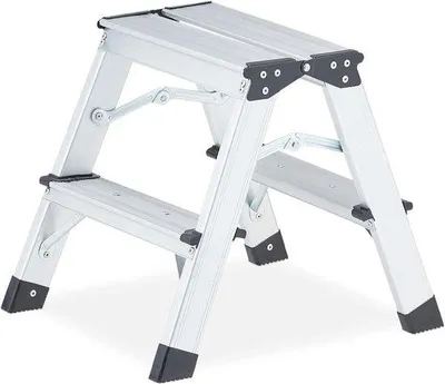Zdjęcie produktu dla Aluminiowe schody podwójne, składane, do 120 kg – lekkie schody domowe, 2 stopnie – wyjątkowa stabilność
