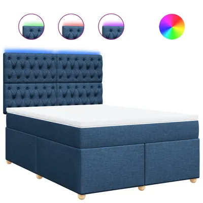 Produktbild von Boxspringbett mit Matratze Blau 140x200 cm Stoff