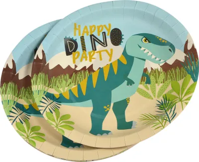 Image de Set de 6 assiettes en carton 23 cm Happy dino