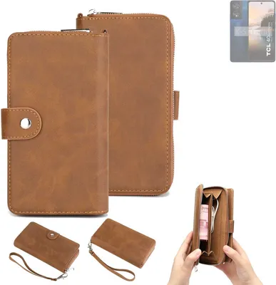 Produktbild von K-S-Trade Handyhülle Schutzhülle kompatibel mit TCL 40 NXTPAPER & Portemonnee Tasche Handytasche Case Etui Geldbörse Wallet braun (1x)
