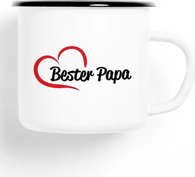 Produktbild von Huuraa Emaille Tasse Bester Papa Geschenk Kaffeebecher Vintage 300ml Bester Papa Präsent