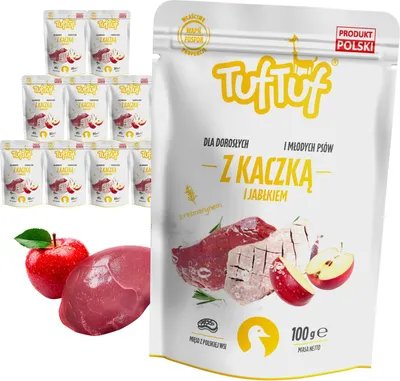 Produktbild von Tuftuf | Feuchtigkeitsspendendes Futter für Hunde - 10x100g - Fleischpastete Ente - mit Apfel - Nassfutter
