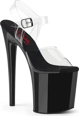 Produktbild von NAUGHTY-808 Damen Sandale von Pleaser, Transparent Schwarz Glanz, EU 38, US 8