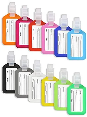 Produktbild von Ultiluxe Gepäckanhänger - 12 Stück - Reiseorganizer - Personalisierung - Namensetiketten - Bunt für Koffer - 9 x 5 cm - Kunststoff