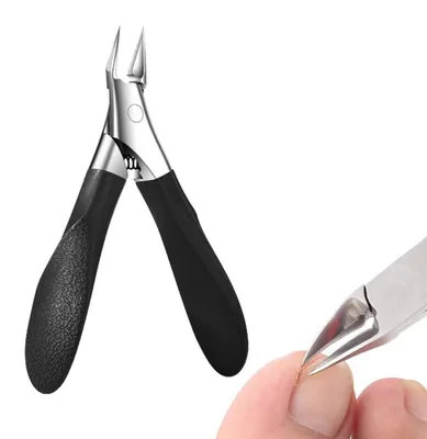 Produktbild von Nagelschere Edelstahl für eingewachsene Fußnägel, Nagelhautschere, Präzisionsschere für Fuß- und Fingernägel, Schwarz