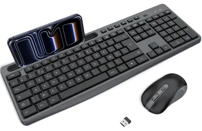 Productafbeelding van Draadloos toetsenbord en muis, 2,4 GHz AZERTY, zwart-grijs