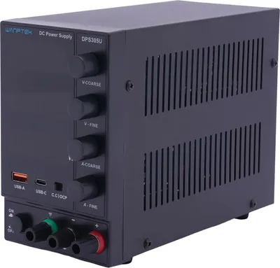 Zdjęcie produktu dla DPS305U – laboratoryjny zasilacz sieciowy DC – 0–30 V – 0–5 A – 150 W – szybkie ładowanie USB‑A i USB‑C 18 W – wtyczka UE 230 V – czarny
