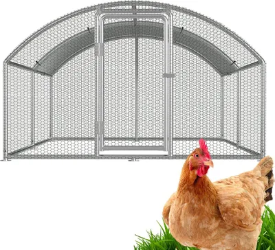 Produktbild von Faziango Hühnerstall 3x4x2m Bogenaufsatz Hühnerhaus Kleintierstall Freilaufgehege Kleintiergehege Voliere Freigehege Hühnerkäfig Geflügelstall Verzinkter