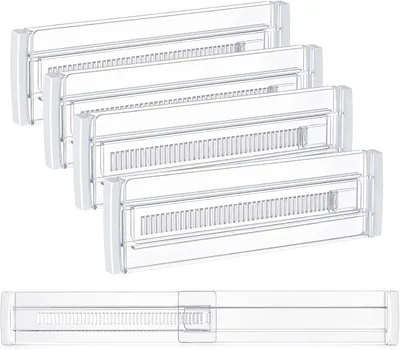 Obrázok produktu pre Nastaviteľné deliče zásuviek – sada 4 kusov – 50 cm – priehľadný plast