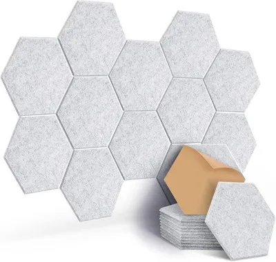 Produktbild von Famanu Akustikpaneele Selbstklebend - 12 Stück Hexagon Grau 30x26x0,9cm
