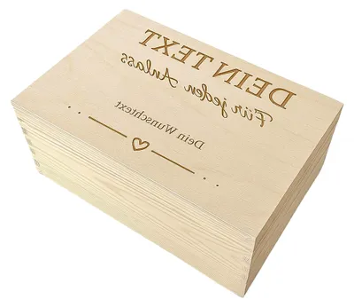 Produktbild von Personalisierte Holzkiste mit Gravur – 30x20x13 cm – Geschenkbox aus massivem Kiefernholz mit Deckel