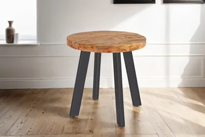 Produktbild von Esstisch rund Mangoholz massiv 80 cm schwarz ADELINA