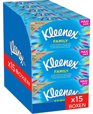 Immagine prodotto di Scatola di fazzoletti cosmetici Kleenex Original, a 2 strati, contenente 15 x 128 fazzoletti, confezione grande