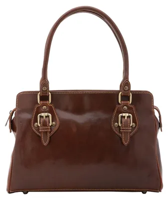 Imagen del producto de Bolsos de dama, cuero genuino Vacchetta, cierre con cremallera, fabricado en Italia