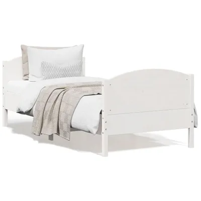 Image de vidaXL Lit en pin massif sans matelas blanc 90x200 cm