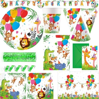 Produktbild von Dschungel / Zoo XXL Partyset zum Kindergeburtstag