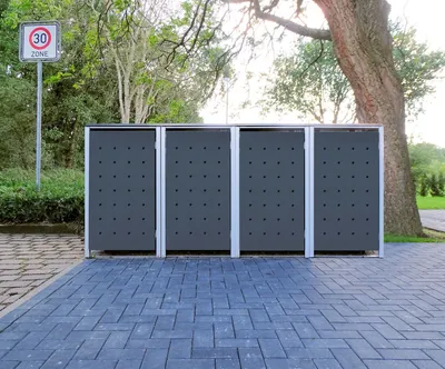 Produktbild von 4 Mülltonnenboxen Modell No.1 Anthrazitgrau für 240 Liter Mülltonnen