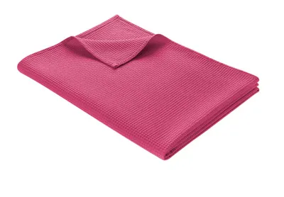 Produktbild von WOHNWOHL® Waffel Decke l Tagesdecke l Wohndecke l 100% Baumwolle l , Farbe:Rosa, Größe:150 x 200 cm