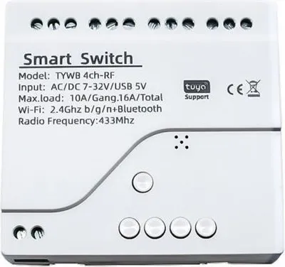 Obrázek produktu pro 4CH WiFi Tuya Smart Switch, AC/DC 7-32V, relé modul podpory dálkového ovládání |TUYA-4CH-H