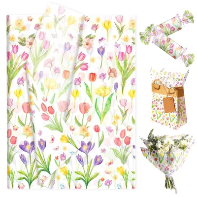 Produktbild von 50 Blätter Wildblumen Geschenkpapier für Feiern und Dekoration